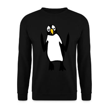 Grumpy Penguins Middle Finger Penguin - Unisex Sweatshirt - black - Front - Alina (178cm) & Michal (187cm)