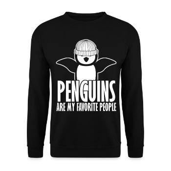 Penguin with Beanie Penguins - Unisex Sweatshirt - black - Front - Alina (178cm) & Michal (187cm)