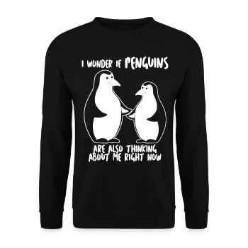 Penguin Joke Penguins - Unisex Sweatshirt - black - Front - Alina (178cm) & Michal (187cm)