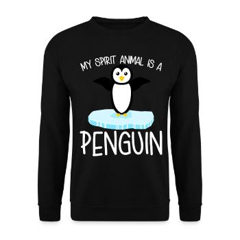 Penguin Cute Penguins - Unisex Sweatshirt - black - Front - Alina (178cm) & Michal (187cm)