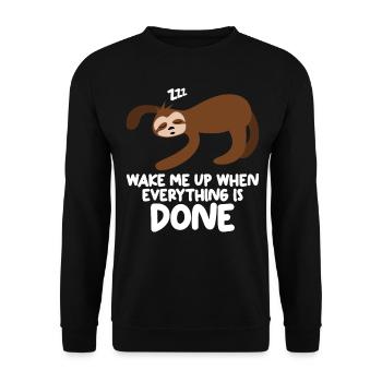 Sleeping Sloth Lazy Sloths - Unisex Pullover - Schwarz - Vorne - Alina (178cm) & Michal (187cm)