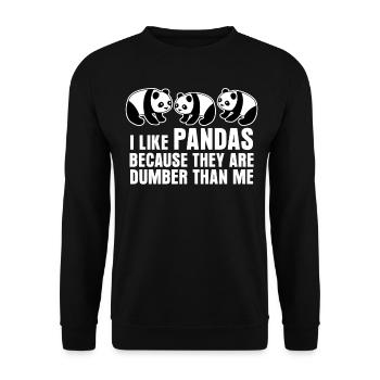 Panda Bear Pandas Giant Panda - Unisex Pullover - Schwarz - Vorne - Alina (178cm) & Michal (187cm)