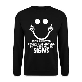 Middle Finger Misanthrope Sarcasm - Unisex Pullover - Schwarz - Vorne - Alina (178cm) & Michal (187cm)
