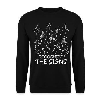 Middle Finger Misanthrope Grumpy - Unisex Pullover - Schwarz - Vorne - Alina (178cm) & Michal (187cm)