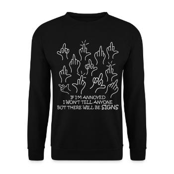 Doigts d’honneur Sarcasme misanthrope - Sweat-shirt Unisexe - noir - Devant - Alina (178cm) & Michal (187cm)