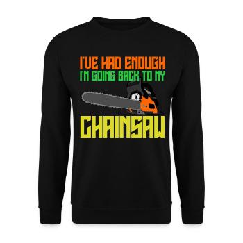 Chain Saw Chainsaw Cutting Fire Wood - Unisex Sweatshirt - black - Front - Alina (178cm) & Michal (187cm)