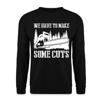 Chainsaw Chain Saw Lumber Fire Wood - Unisex Sweatshirt - black - Front - Alina (178cm) & Michal (187cm)