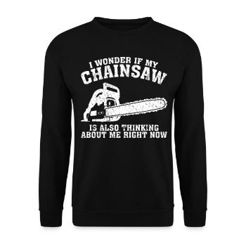 Chain Saw Lumber Fire Wood Chainsaw - Unisex Sweatshirt - black - Front - Alina (178cm) & Michal (187cm)