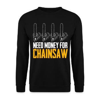 Fire Wood Chainsaw Chain Saw Lumberjack - Unisex Sweatshirt - black - Front - Alina (178cm) & Michal (187cm)
