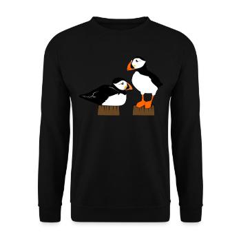 Puffin Puffins - Unisex Sweatshirt - black - Front - Alina (178cm) & Michal (187cm)