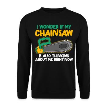 Chain Saw Fire Wood Lumber Chainsaw - Unisex Sweatshirt - black - Front - Alina (178cm) & Michal (187cm)