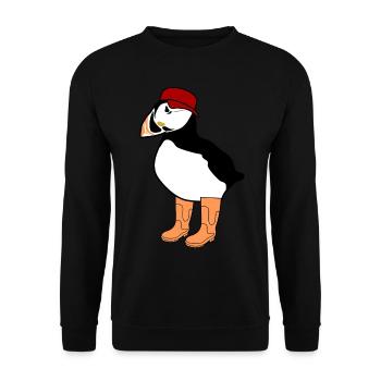 Puffin with Rain Boots Puffins - Unisex Sweatshirt - black - Front - Alina (178cm) & Michal (187cm)