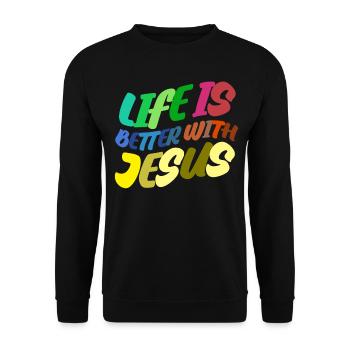 Christianity Cross Jesus Christ - Unisex Sweatshirt - black - Front - Alina (178cm) & Michal (187cm)