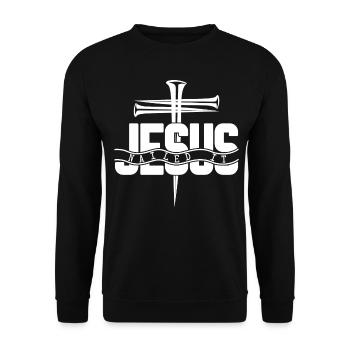 Bible Jesus Christ Christianity Cross - Unisex Sweatshirt - black - Front - Alina (178cm) & Michal (187cm)