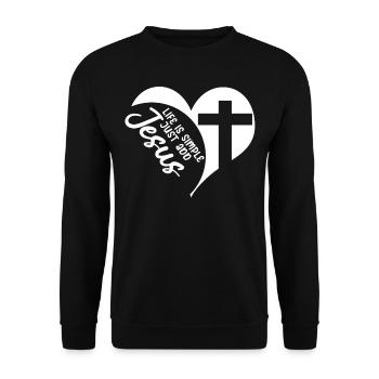 Jesus Christ Christianity Bible Heart - Unisex Pullover - Schwarz - Vorne - Alina (178cm) & Michal (187cm)