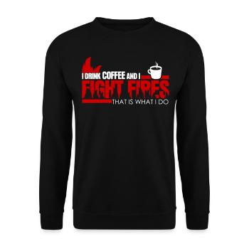 Firefighter Fireman Youth Fire Brigade - Unisex Pullover - Schwarz - Vorne - Alina (178cm) & Michal (187cm)