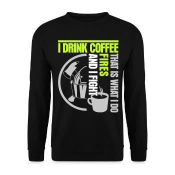 Fireman Youth Fire Brigade Firefighter - Unisex Pullover - Schwarz - Vorne - Alina (178cm) & Michal (187cm)