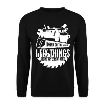 Dad DIY Craftsman Fix things Workshop - Unisex Sweatshirt - black - Front - Alina (178cm) & Michal (187cm)