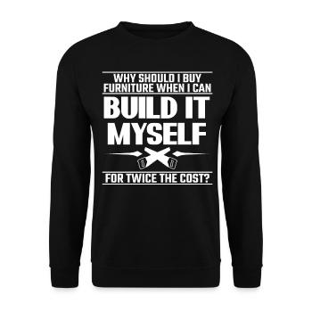 Wood Woodworking Furniture Workshop - Unisex Pullover - Schwarz - Vorne - Alina (178cm) & Michal (187cm)