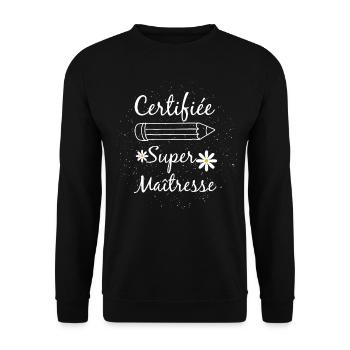 Zertifizierter Superlehrer Humorschullehrer - Unisex Pullover - Schwarz - Vorne - Alina (178cm) & Michal (187cm)