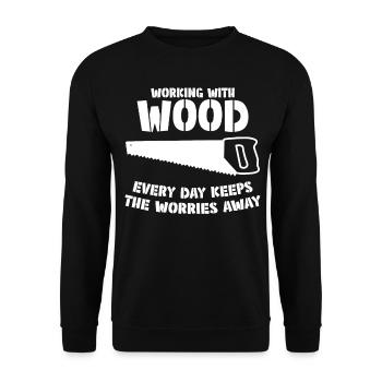 Firewood Workshop Woodworking Wood - Unisex Pullover - Schwarz - Vorne - Alina (178cm) & Michal (187cm)