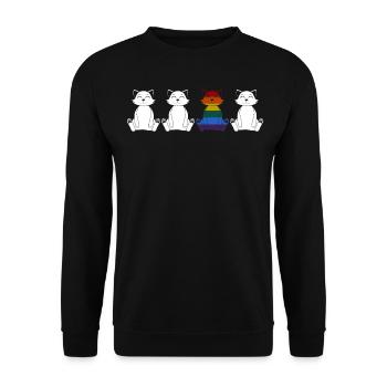 LGBT Gay Cats Lesbian Rainbow Flagge - Unisex Pullover - Schwarz - Vorne - Alina (178cm) & Michal (187cm)