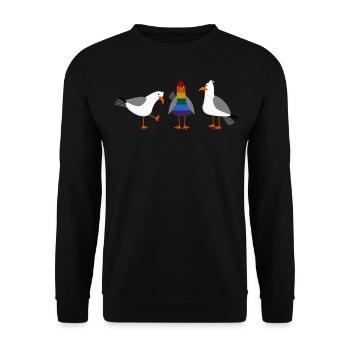 Mouette LGBT Gay Lesbienne Arc-en-ciel Drapeau arc-en-ciel - Sweat-shirt Unisexe - noir - Devant - Alina (178cm) & Michal (187cm)