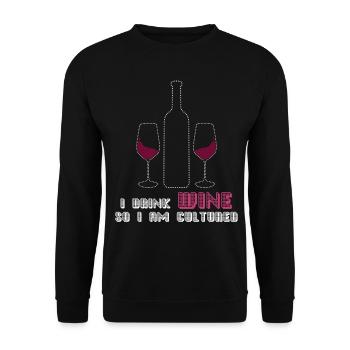 Vino Wine Drinker Wine Glass - Unisex Pullover - Schwarz - Vorne - Alina (178cm) & Michal (187cm)