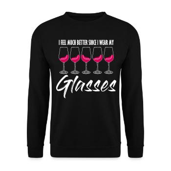 Wine Joke Drinker Wine Glass Vino - Unisex Pullover - Schwarz - Vorne - Alina (178cm) & Michal (187cm)