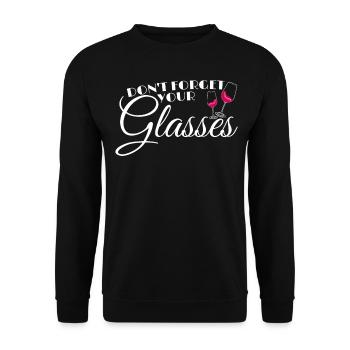 Wine Drinker Funny Joke Wine Glass Vino - Unisex Pullover - Schwarz - Vorne - Alina (178cm) & Michal (187cm)