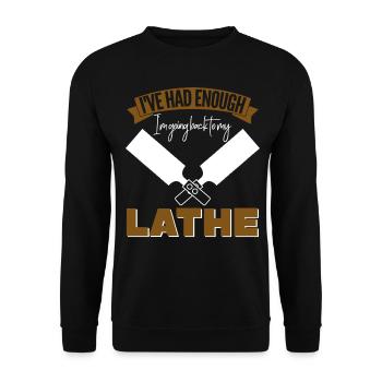Turner Wood Workshop Lathe Woodturning - Unisex Pullover - Schwarz - Vorne - Alina (178cm) & Michal (187cm)
