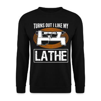 Carpenter Lathe Woodturning Wood Turner - Unisex Sweatshirt - black - Front - Alina (178cm) & Michal (187cm)
