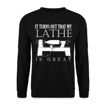 Lathe Woodturning Wood Turner Carpenter - Unisex Sweatshirt - black - Front - Alina (178cm) & Michal (187cm)