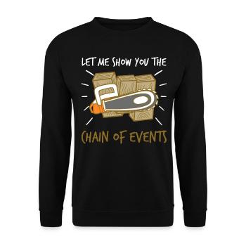 Lumberjack Fire Wood Chainsaw Chain Saw - Unisex Sweatshirt - black - Front - Alina (178cm) & Michal (187cm)