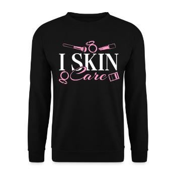 Skin Care Sunscreen Serum Face Mask - Unisex Sweatshirt - black - Front - Alina (178cm) & Michal (187cm)