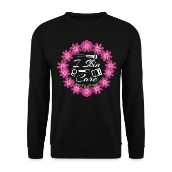 Sunscreen Skin Care Serum Face Mask - Unisex Sweatshirt - black - Front - Alina (178cm) & Michal (187cm)