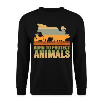 Animal Rights Vegan Retro Save Animals - Unisex Sweatshirt - black - Front - Alina (178cm) & Michal (187cm)