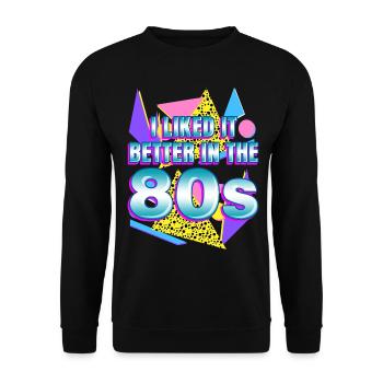 Retro 1980 80s - Unisex Pullover - Schwarz - Vorne - Alina (178cm) & Michal (187cm)