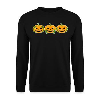 Pumpkin Three Monkeys 3 Pumpkins - Unisex Sweatshirt - black - Front - Alina (178cm) & Michal (187cm)