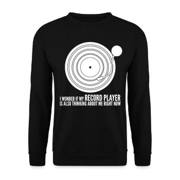 Tourne-disque vinyle - Sweat-shirt Unisexe - noir - Devant - Alina (178cm) & Michal (187cm)