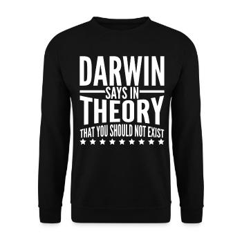 Misanthrope Darwin Darwinism - Unisex Pullover - Schwarz - Vorne - Alina (178cm) & Michal (187cm)