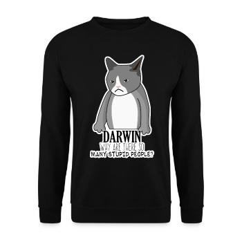 Darwinism Darwin Award Misanthrope Joke - Unisex Sweatshirt - black - Front - Alina (178cm) & Michal (187cm)