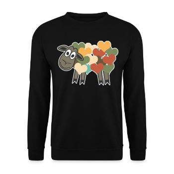 Sheep Retro Hearts - Unisex Sweatshirt - black - Front - Alina (178cm) & Michal (187cm)