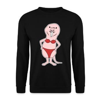 Naked Mole Rat Bikini - Unisex Pullover - Schwarz - Vorne - Alina (178cm) & Michal (187cm)