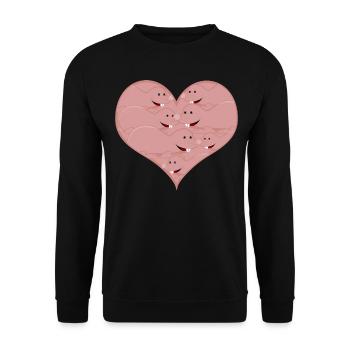Naked Mole Rat Heart - Unisex Pullover - Schwarz - Vorne - Alina (178cm) & Michal (187cm)