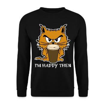 Cat Grumpy Misanthrope Sarcasm Unhappy - Unisex Pullover - Schwarz - Vorne - Alina (178cm) & Michal (187cm)