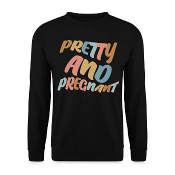 Grossesse Rétro Bébé Mère Enceinte - Sweat-shirt Unisexe - noir - Devant - Alina (178cm) & Michal (187cm)