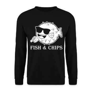 Puffer Fish and Chips avec frites - Sweat-shirt Unisexe - noir - Devant - Alina (178cm) & Michal (187cm)