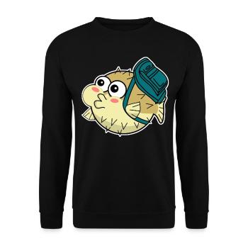 Poisson-globe avec sac à dos - Sweat-shirt Unisexe - noir - Devant - Alina (178cm) & Michal (187cm)
