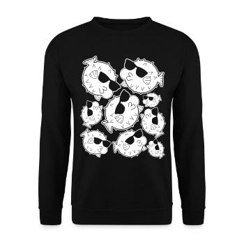 Poisson-globe avec lunettes de soleil Poisson-globe - Sweat-shirt Unisexe - noir - Devant - Alina (178cm) & Michal (187cm)